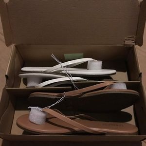 New (6M) Women's 2-Pack Sandals- White and Brown